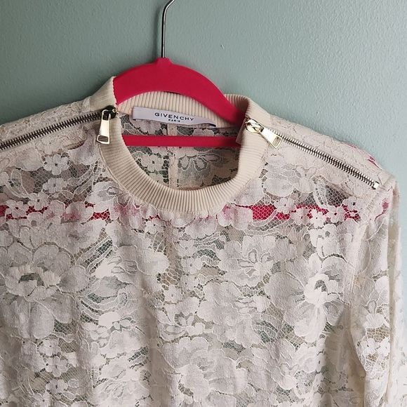 NWOT Crewneck Sheer Lace  Lace Long Sleeve T-shirt by Givenchy - Picture 6 of 14
